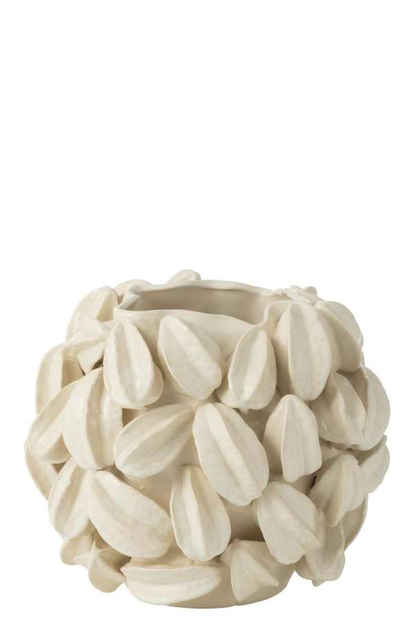 VASE BOTANICA COCOA POD WIDE CLAY BEIGE