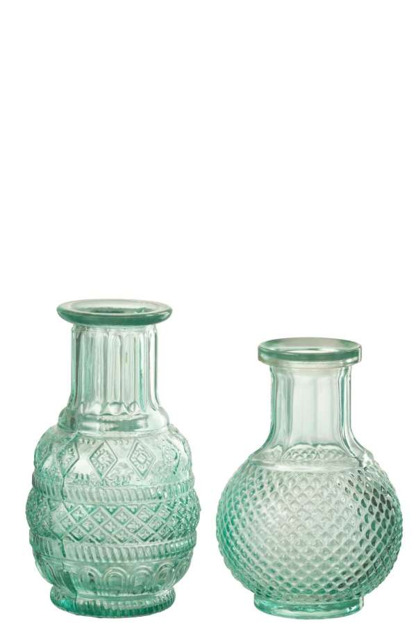VASE KANO GLASS AQUA ASSORTMENT OF 2