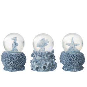 WATER GLOBE SEA POLYRESIN LIGHT BLUE LARGE ASSORTMENT OF 3