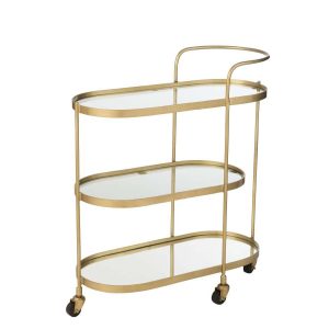 BAR CART OVAL METAL/MIRROR GOLD