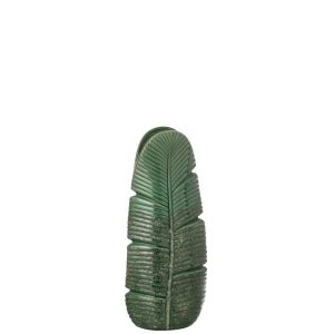 VASE LEAF STONEWARE DARK GREEN SMALL