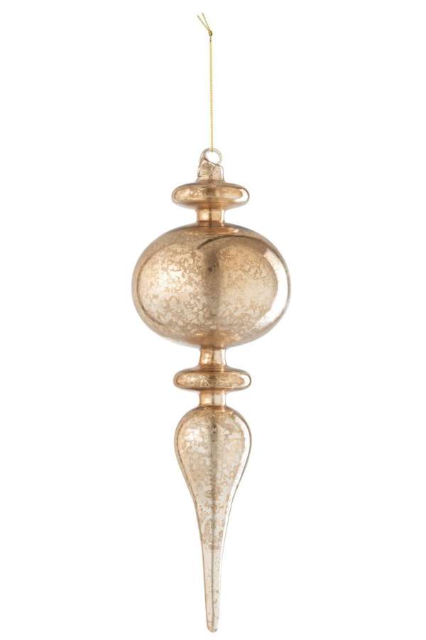 CHRISTMAS BAUBLE DROP ORNAMENT GLASS GOLD