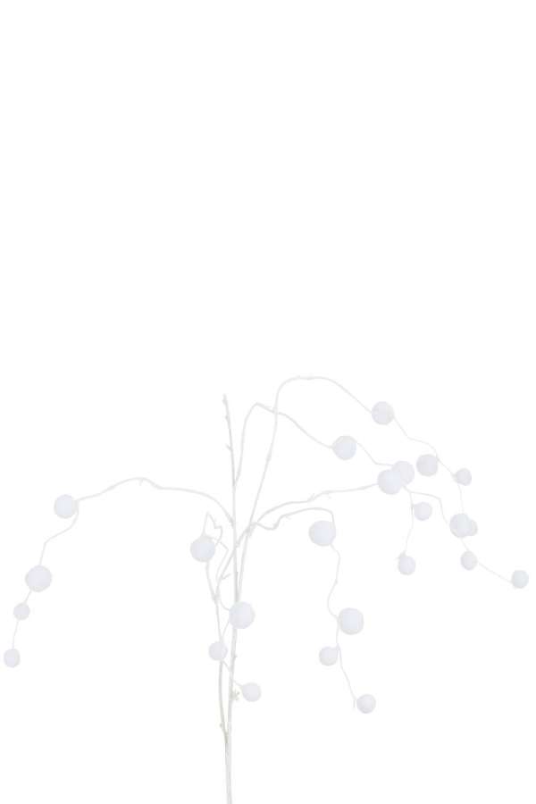 BRANCH WEEPING + POMPOMS PLASTIC WHITE