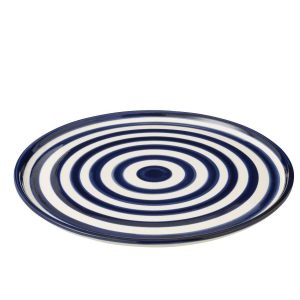PLATE GRANADA STRIPES CERAMIC WHITE/COBALTO BLUE