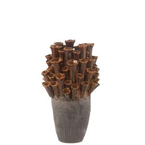 VASE ANEMONE PORCELAIN BROWN/GREY LARGE