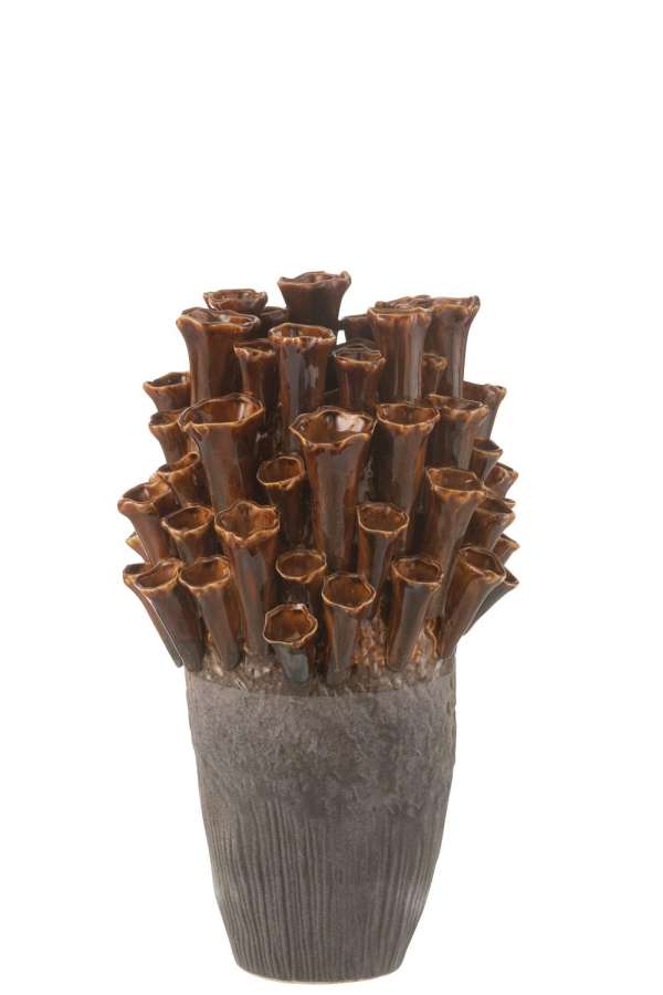 VASE ANEMONE PORCELAIN BROWN/GREY LARGE