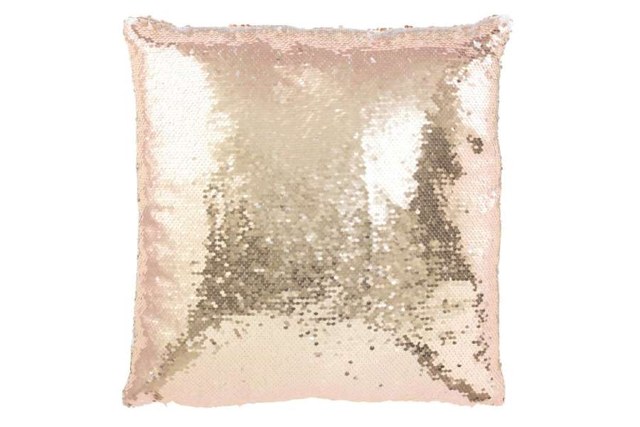 CUSHION REVERSIBLE SEQUIN CHAMPAGNE/WHITE