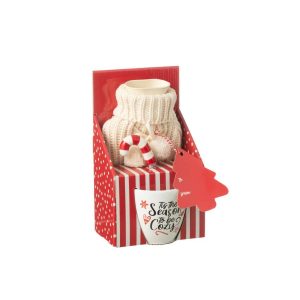 MUG+SPOON+HOT WATER BAG IN GIFTBOX CERAMICS RED