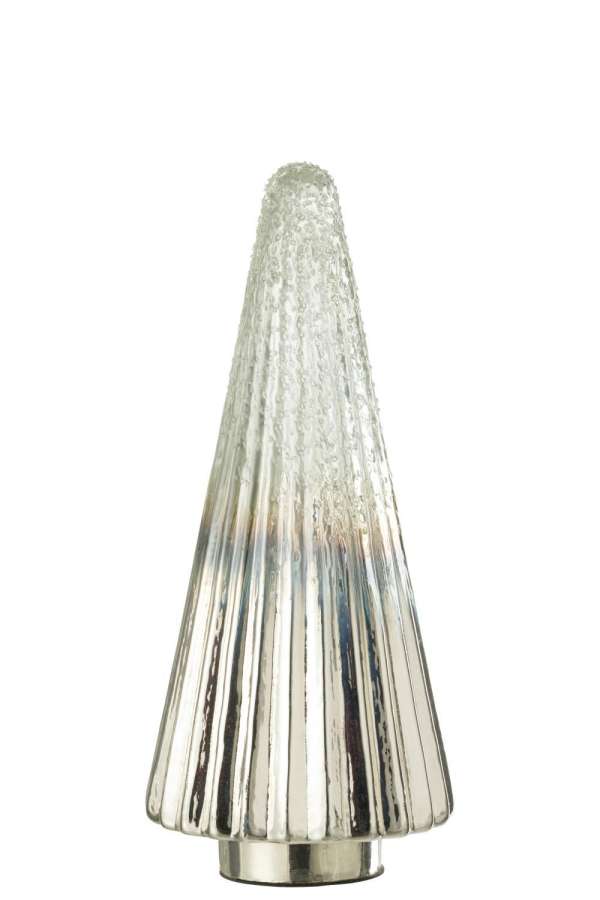 XMAS TREE RIBBED GLASS SILVER/TRANS LARGE