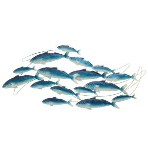 WALL DECORATION GROUP OF FISHES IRON BLUE/WHITE