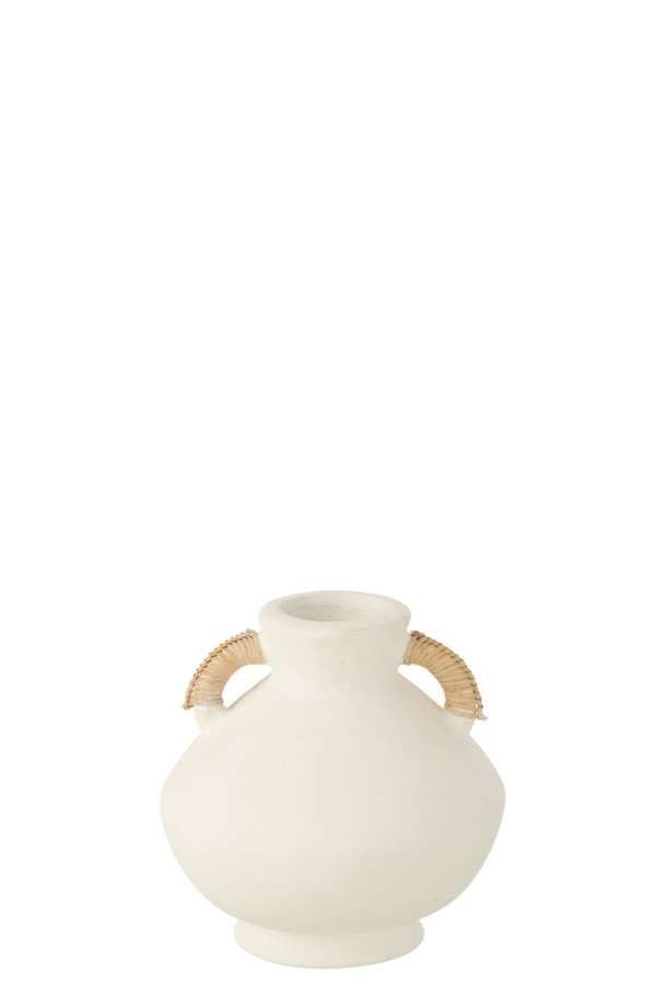 SMALL VASE LEO TERRACOTTA WHITE/NATURAL