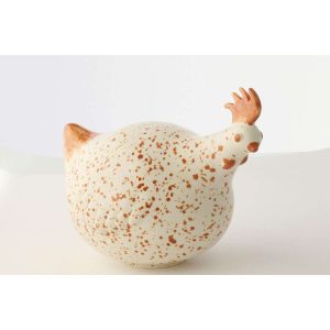 CHICKEN CERAMIC WHITE/BROWN LARGE