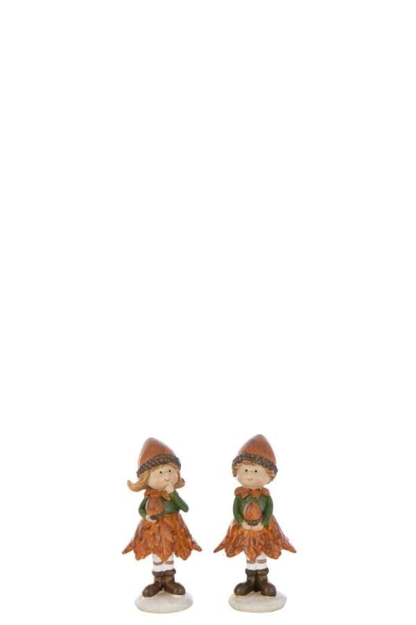 BOY/GIRL AUTUMN POLYRESIN MULTICOLORED SMALL ASSORTMENT OF 2