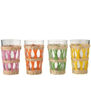 DRINKING GLASS WOVEN GLASS MIX LARGE ASSORTMENT OF 4