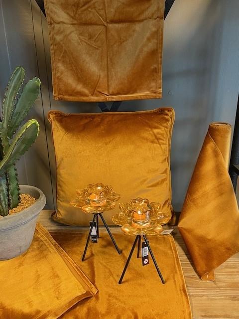 Pute Fløyel Mørk Oker 45X45Cm