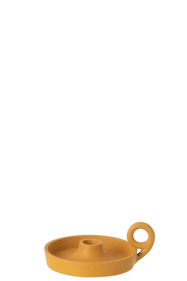 CANDLE HOLDER DISH ROUND ALUMINIUM OCHRE