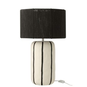 TABLE LAMP STRIPED CERAMIC BLACK/WHITE