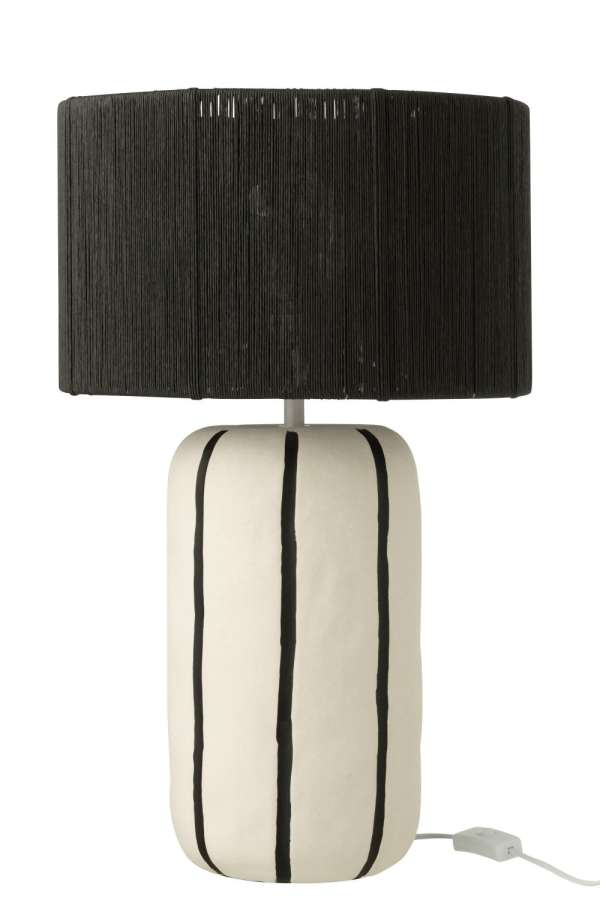 TABLE LAMP STRIPED CERAMIC BLACK/WHITE