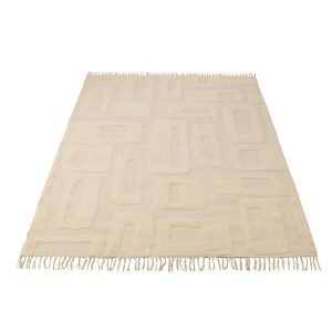RUG ABSTRACT LINES WOOL ECRU