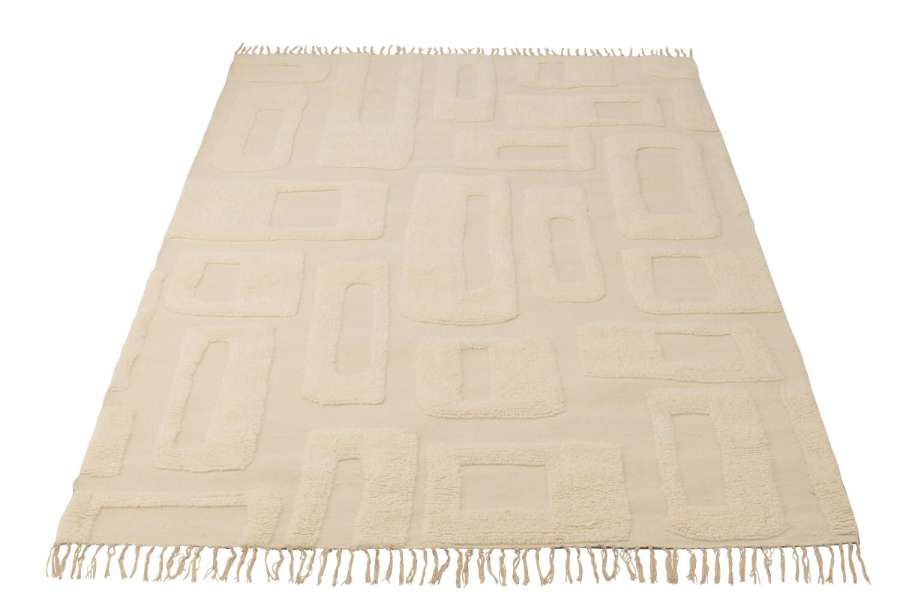 RUG ABSTRACT LINES WOOL ECRU