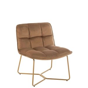 LOUNGE CHAIR LISA METAL/TEXTILE BROWN