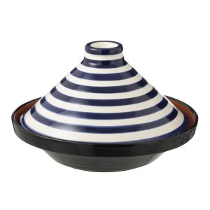 TAGINE GRANADA STRIPES CERAMIC WHITE/COBALTO BLUE
