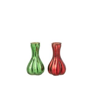 VASE SOLIFLORE GLASS RED/GREEN SMALL ASSORTMENT OF 2