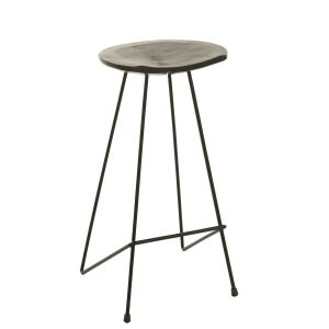 BAR STOOL TEAK WOOD/IRON BLACK