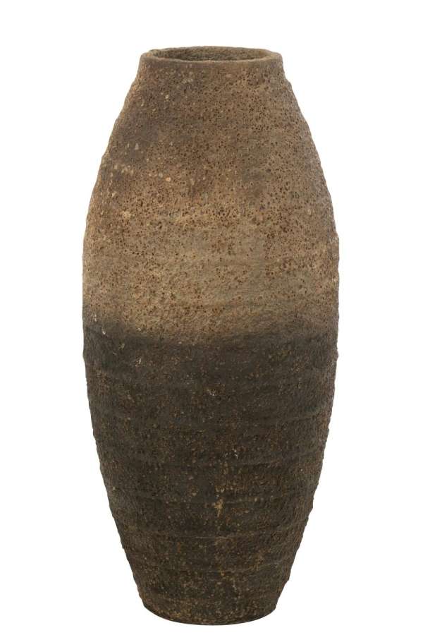 VASE ANTIQUE CEMENT BROWN/BLACK LARGE