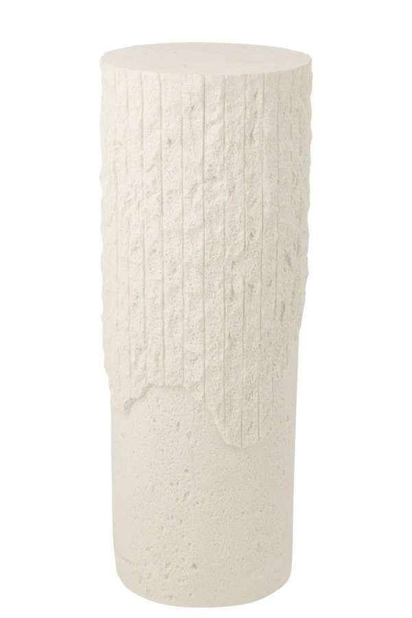 PEDESTAL ROCKY RELIEF POLYRESIN WHITE LARGE