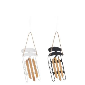 HANGERS SLED METAL/PLYWOOD BLACK/WHITE ASSORTMENT OF 2