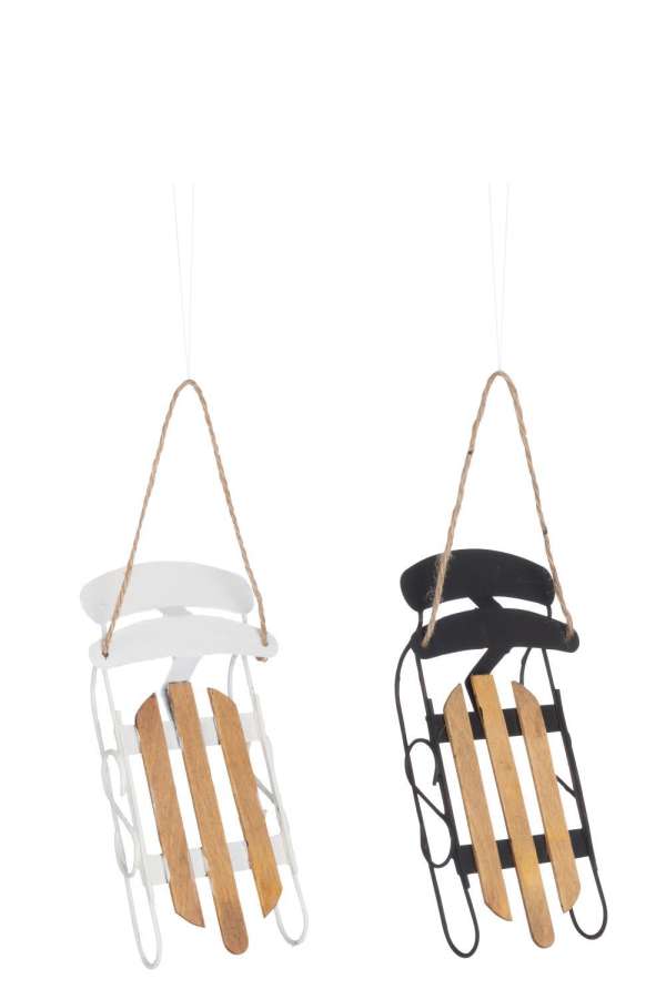 HANGERS SLED METAL/PLYWOOD BLACK/WHITE ASSORTMENT OF 2