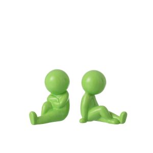 SET OF 2 BOOKEND MARCEL STONEWARE GREEN
