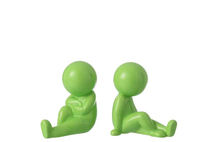 SET OF 2 BOOKEND MARCEL STONEWARE GREEN