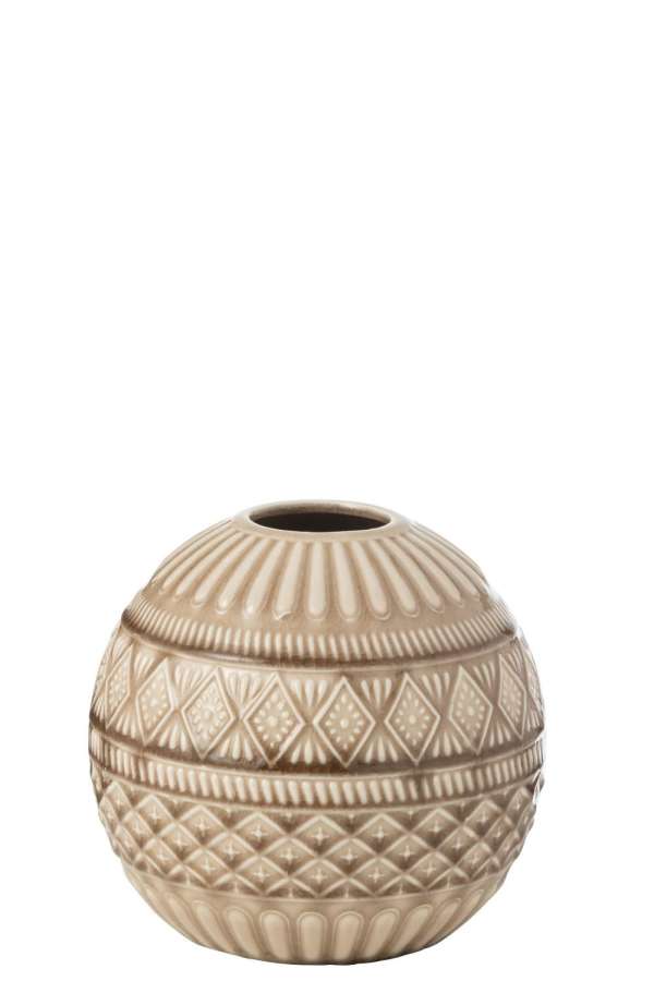 VASE BALL ETHNIC PORCELAIN BEIGE LARGE