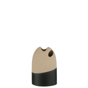 VASE HIGH CERAMIC BEIGE/BLACK SMALL