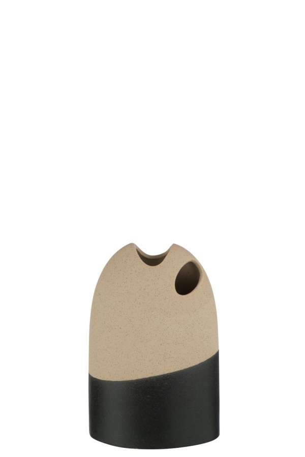 VASE HIGH CERAMIC BEIGE/BLACK SMALL