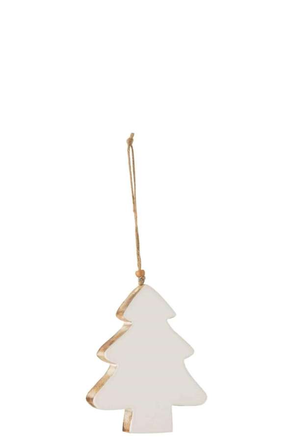 HANGER CHRISTMAS TREE MANGO WOOD WHITE LARGE