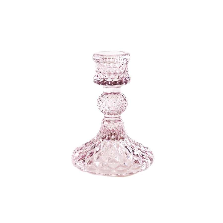 Lysestake Glass Rosa 10Cm