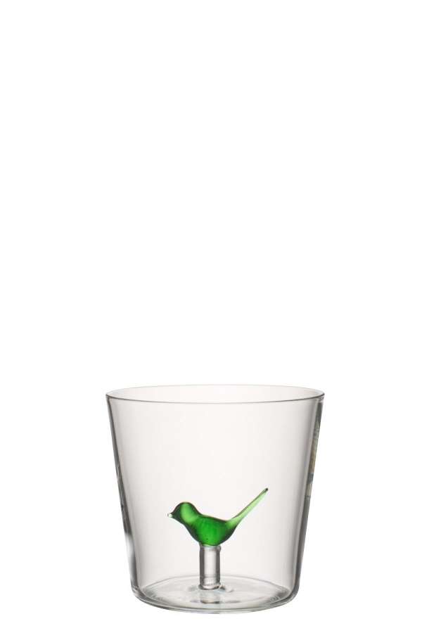 DRINKING GLASS BIRD GLASS GREEN/TRANSPARENT