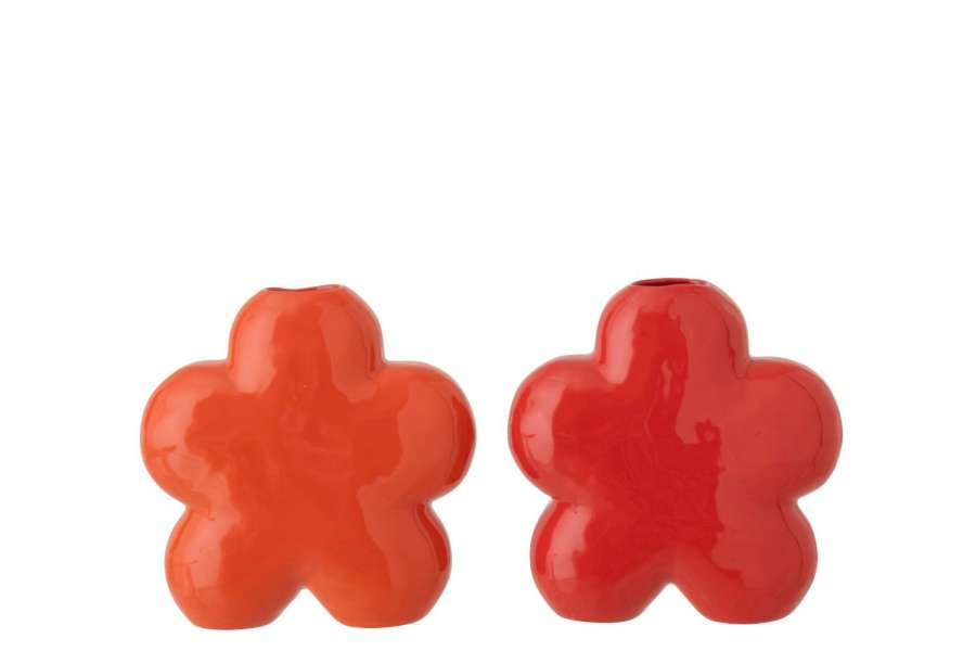 VASE FLOWER PORCELAIN ORANGE/RED SMALL ASSORTMENT OF 2