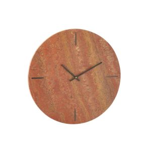 WALL CLOCK ROUND MARBLE TERRACOTTA/BLACK