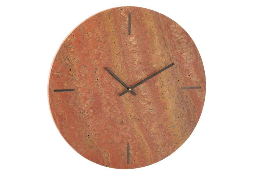 WALL CLOCK ROUND MARBLE TERRACOTTA/BLACK