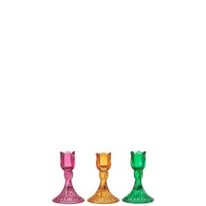 CANDLE HOLDER TULIP GLASS MIX ASSORTMENT OF 3