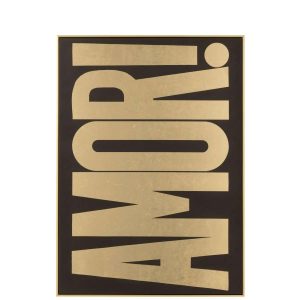 PAINTING RECTANGLE AMOR PS BLACK/GOLD COLORED