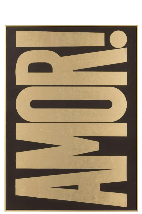 PAINTING RECTANGLE AMOR PS BLACK/GOLD COLORED