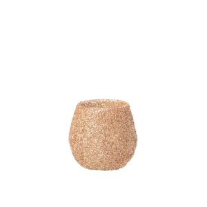 TEALIGHT HOLDER GLASS PEACH SMALL