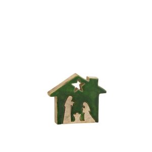 CRECHE HOUSE WOOD GREEN/NATURAL SMALL