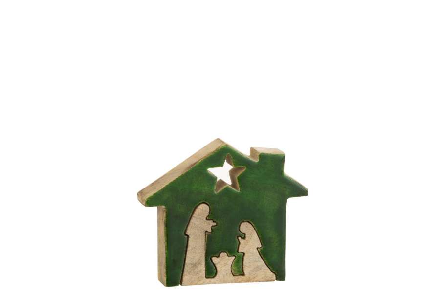 CRECHE HOUSE WOOD GREEN/NATURAL SMALL