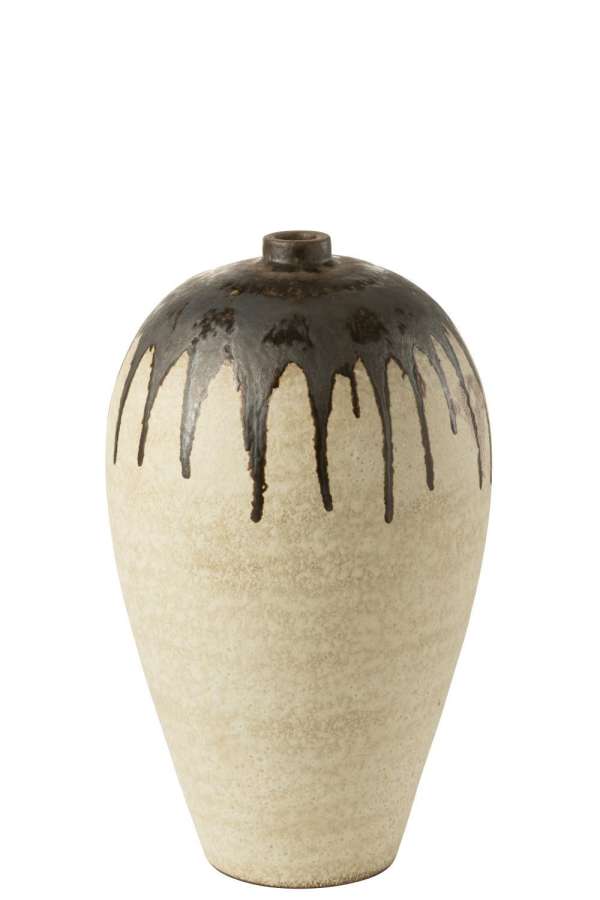 VASE LOMBOK CERAMIC BEIGE/BROWN SMALL